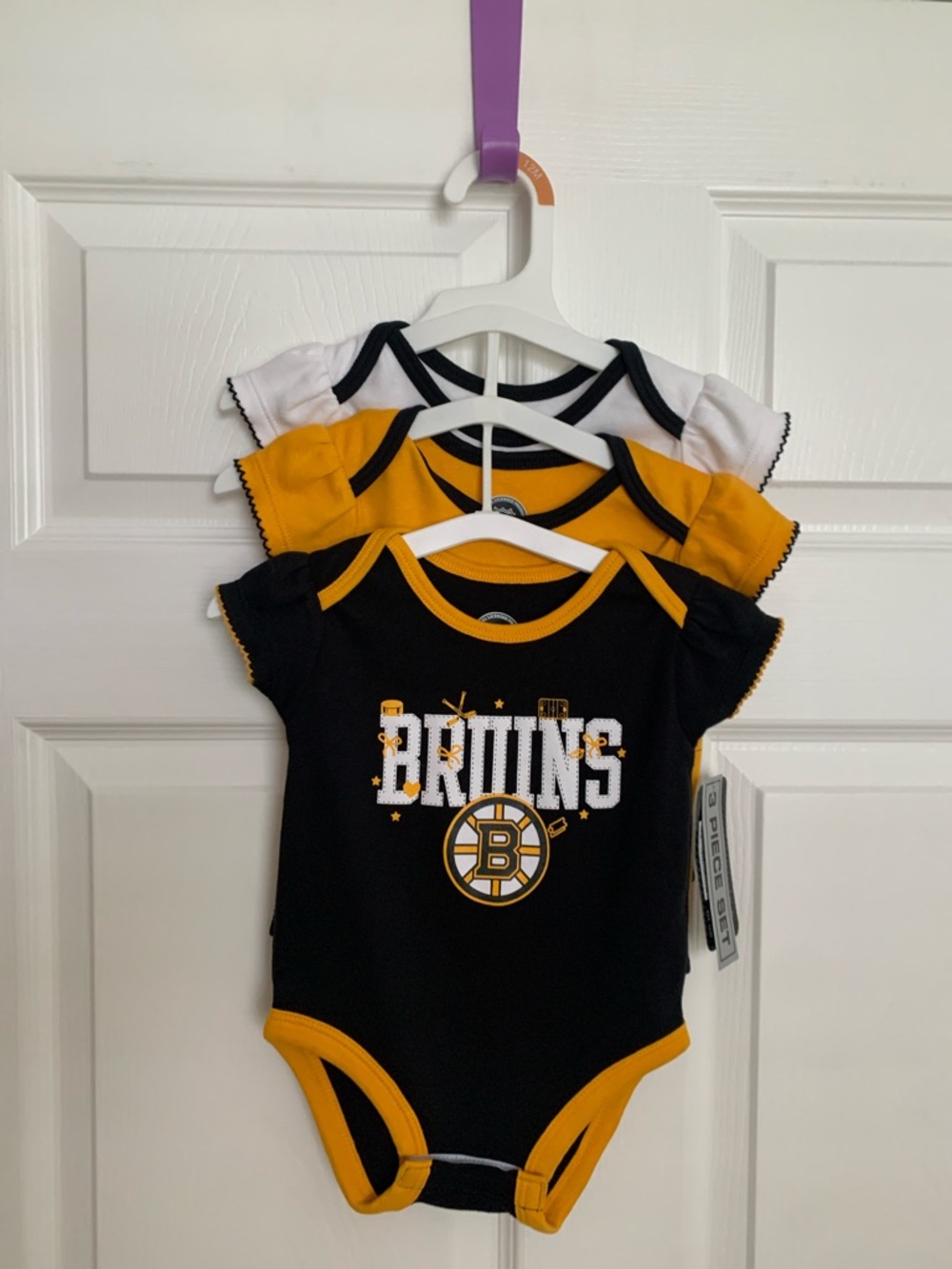 NHL Boston Bruins Kids One-Piece Bodysuit Set - Black, Gold, White
